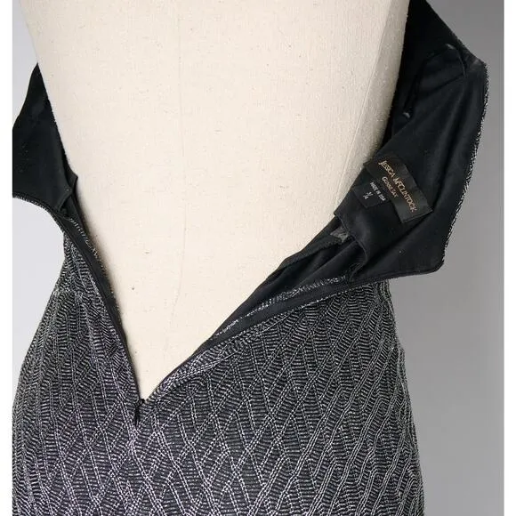 VTG Y2K Jessica McClintock XS Strapless Maxi Dress Glitter Prom Gown Art Deco
