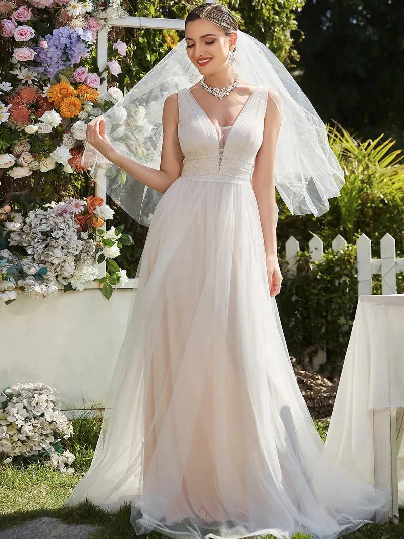 Wedding Dresses Deep V-neck Backless Sleeveless