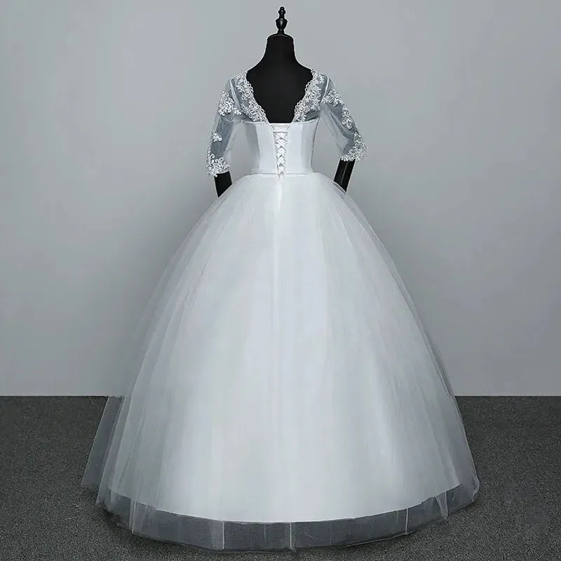 Wedding Dresses Elegant Princess Adjust Lace Three Quarter Sleeve Bridal Gowns Vestidos De Noiva Plus Size