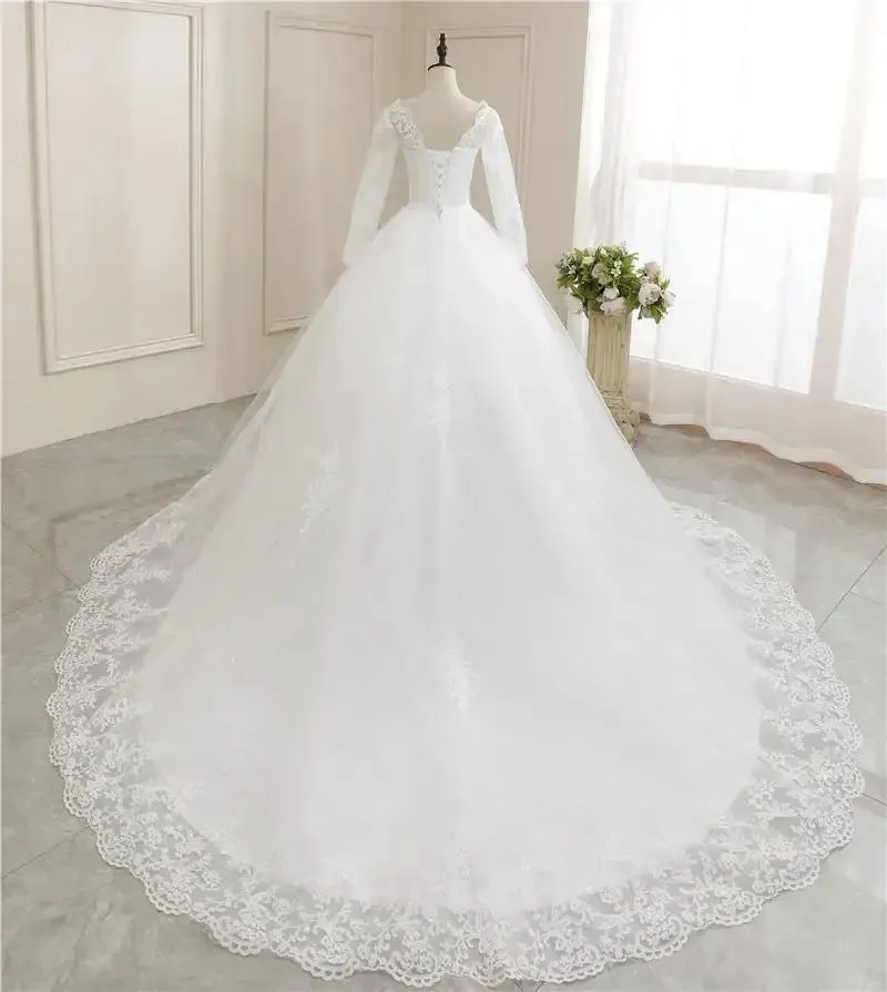 Wedding Dresses Elegant Princess Adjust Lace Three Quarter Sleeve Bridal Gowns Vestidos De Noiva Plus Size