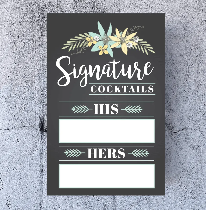 Wedding Signature Cocktail Drink Sign