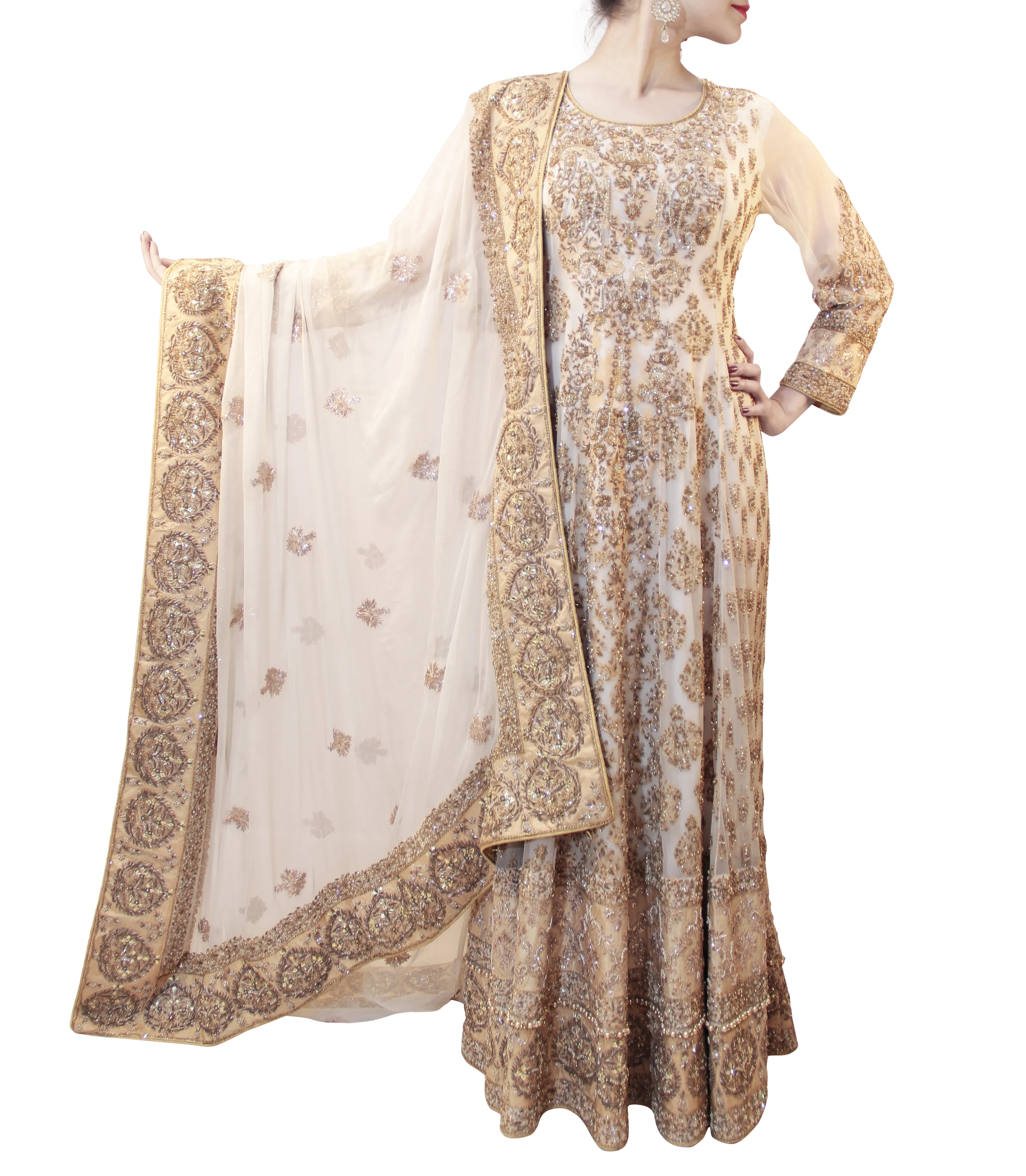 WHITE AND GOLD BRIDAL GOWN