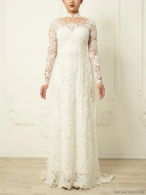 White Bridal Ao Dai | Traditional Vietnamese Lace Bridal Dress (#JAYLA)