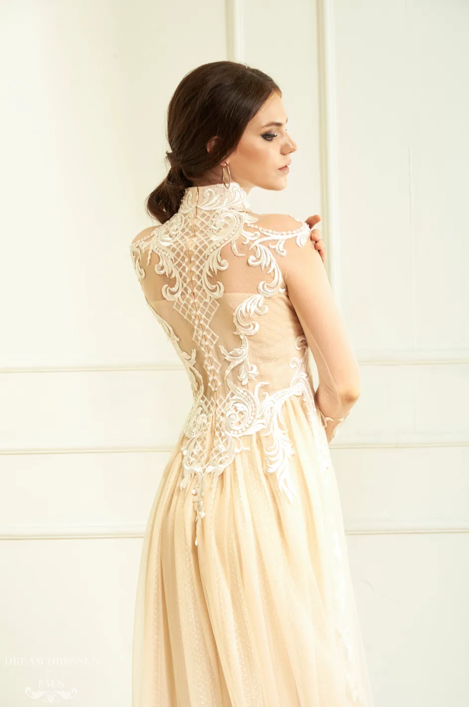White Bridal Ao Dai | Vietnamese Lace Bridal Dress (#CINDA)