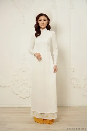 White Bridal Ao Dai | Vietnamese Traditional Bridal Dress (#LIENA)