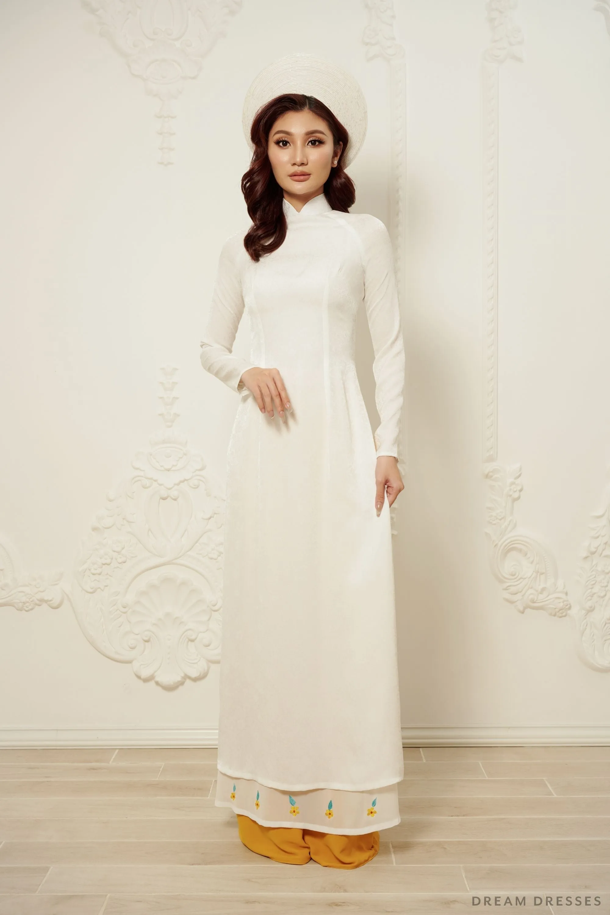 White Bridal Ao Dai | Vietnamese Traditional Bridal Dress (#LIENA)