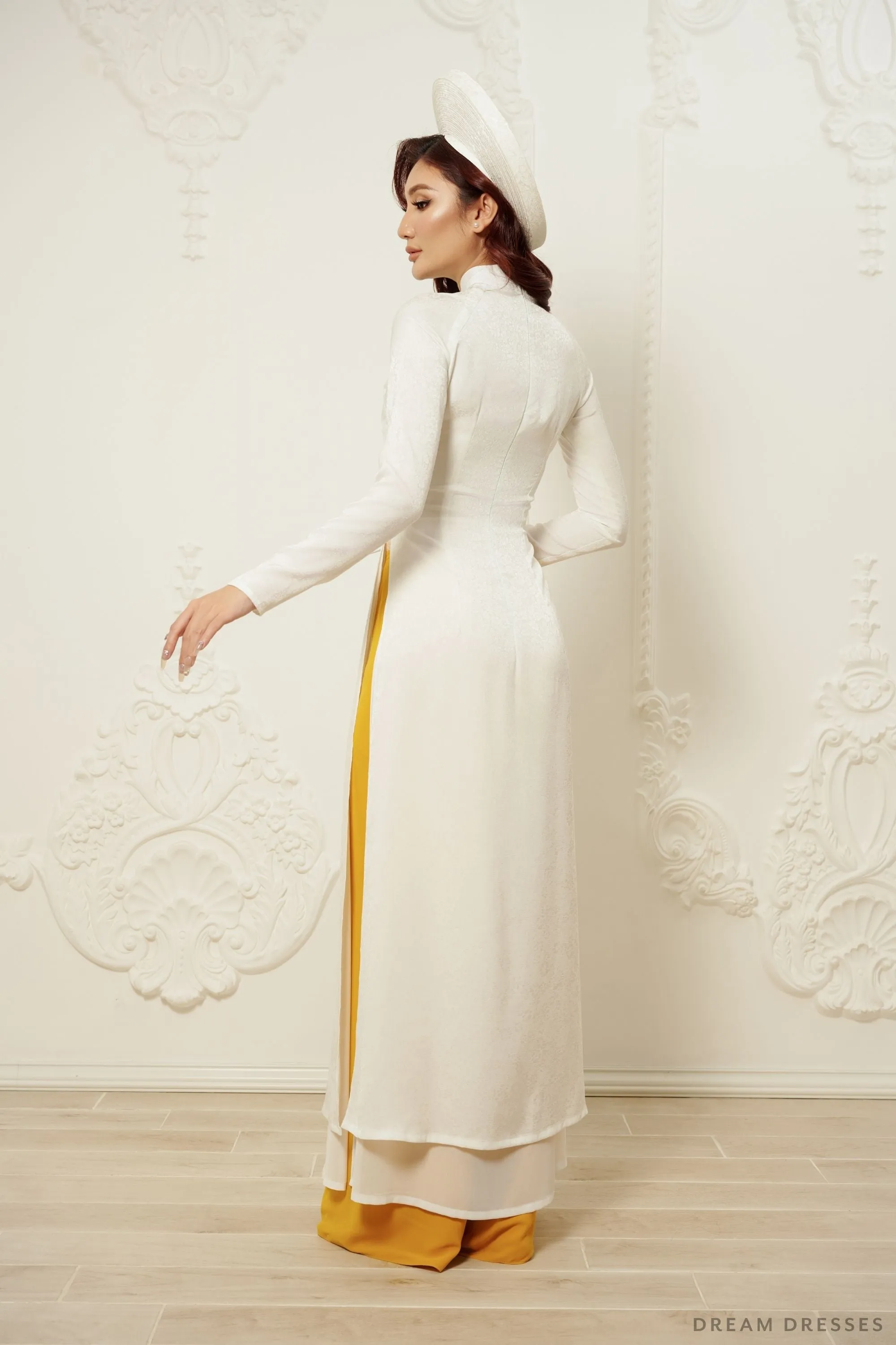White Bridal Ao Dai | Vietnamese Traditional Bridal Dress (#LIENA)
