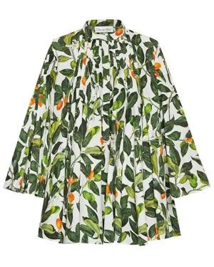 White Floral Pintuck Fortunella Mini Dress