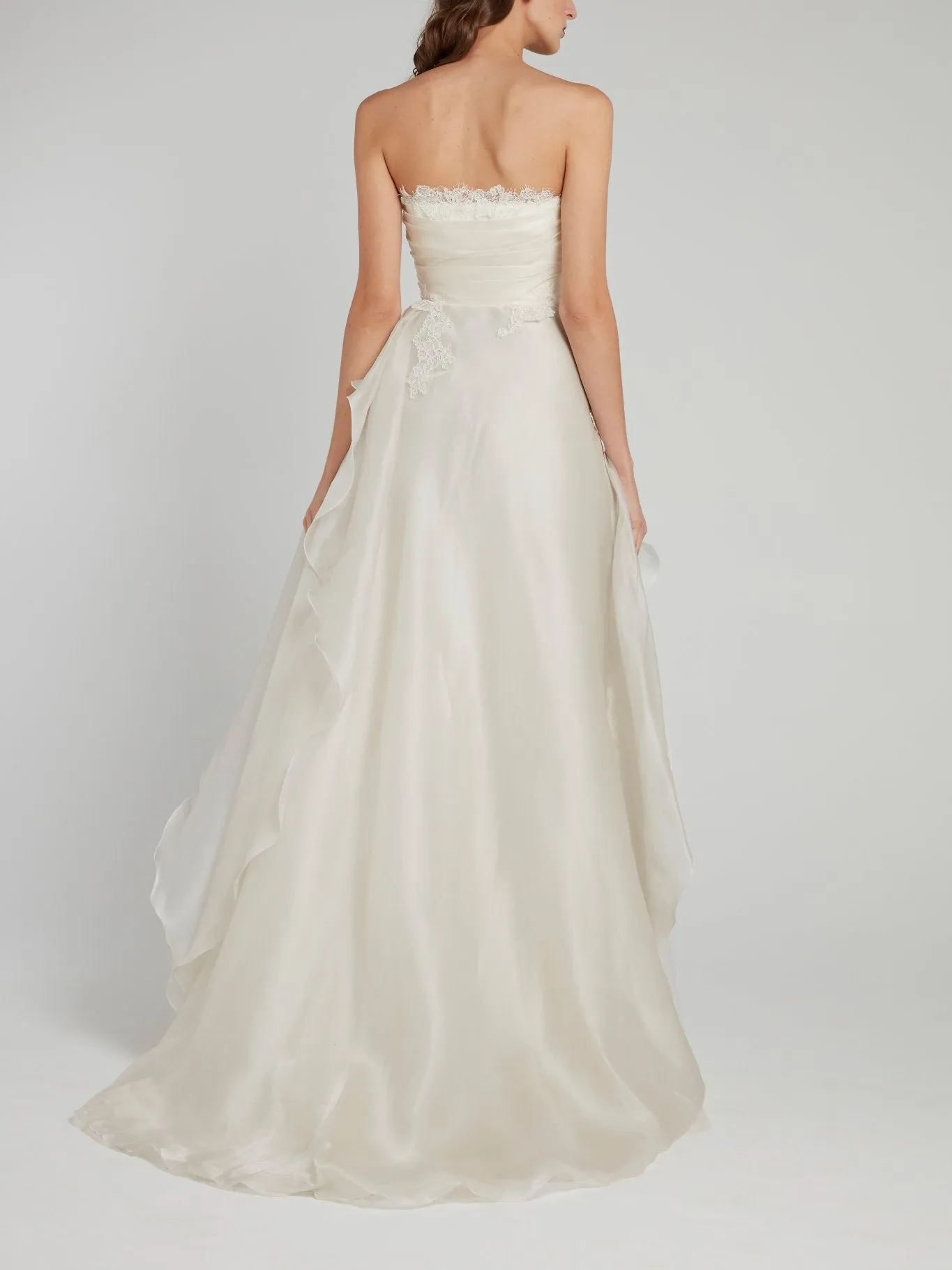 White Lace Panel Ruffle Maxi Dress