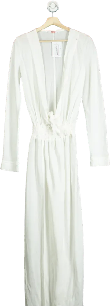 White Long Sleeve Maxi Dress UK M