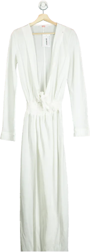White Long Sleeve Maxi Dress UK M