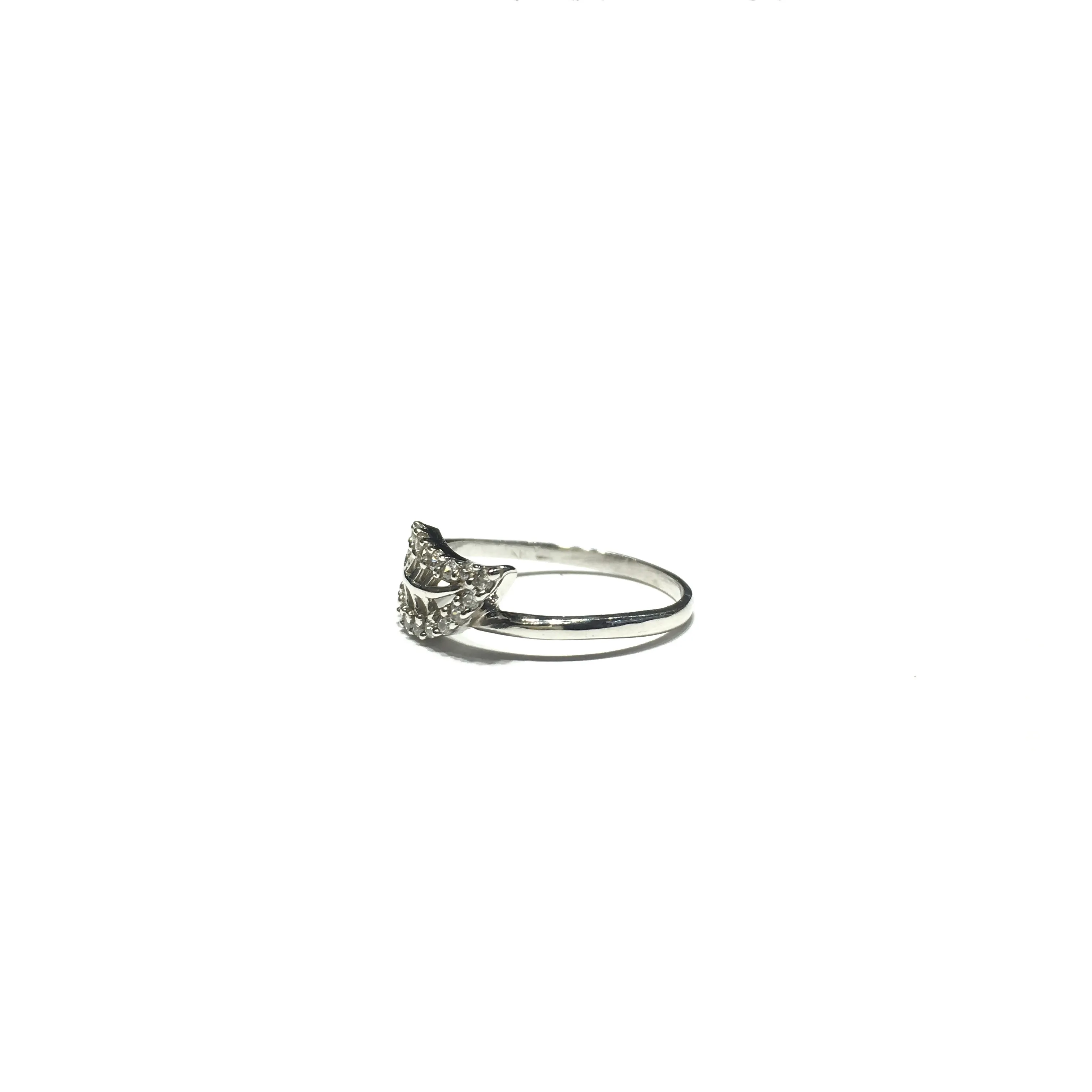 White Petite Leaf CZ Ring (14K)
