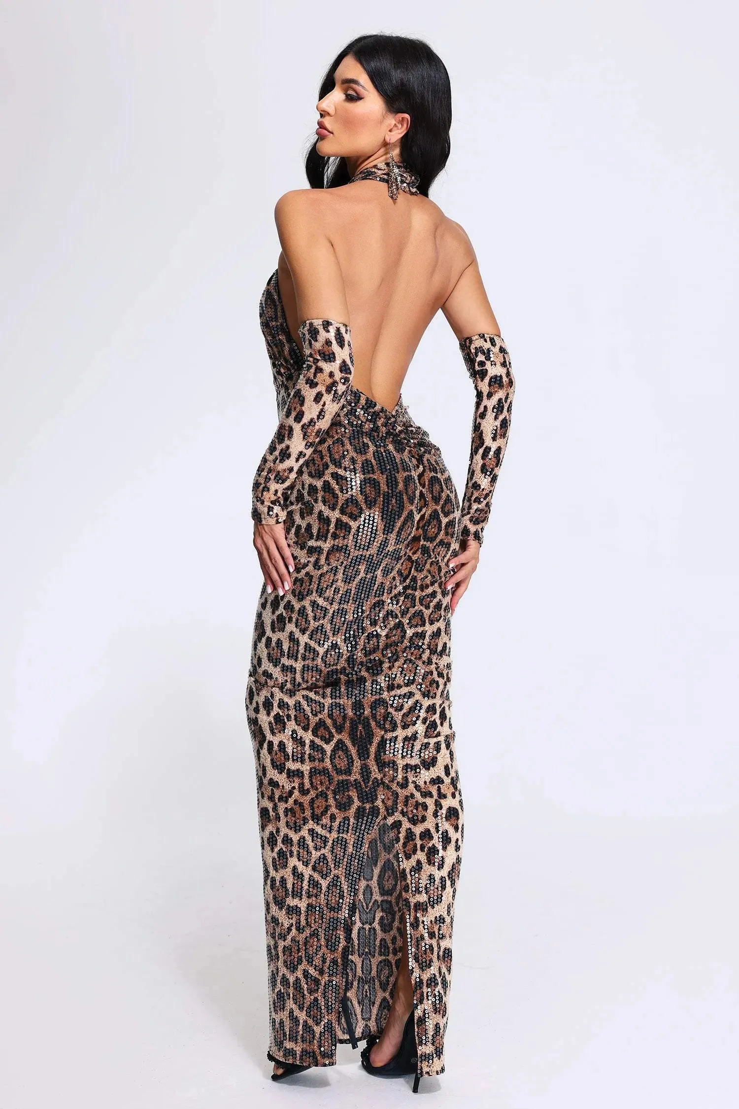 Wilburta Sequin Halter Mini Dress