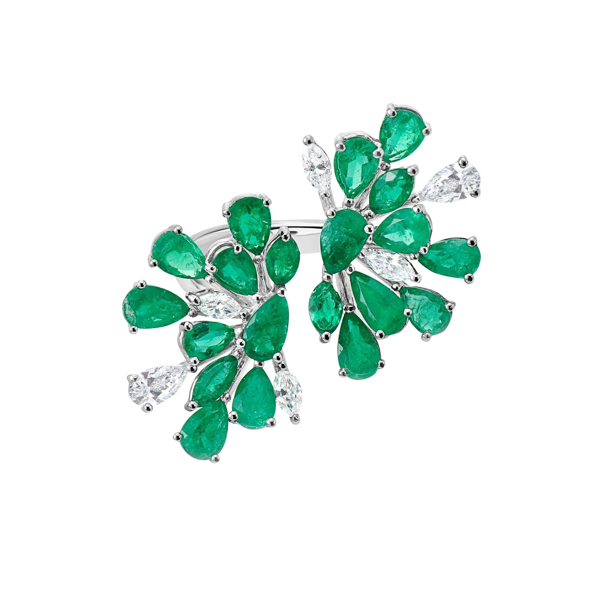 Wildflower Split Emerald Cocktail Ring