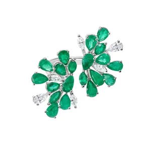 Wildflower Split Emerald Cocktail Ring