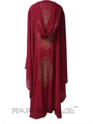 Wine Red Color Unique Designed Long Party Gown Maxi Style - 1 pcs with S, M, L, XL size