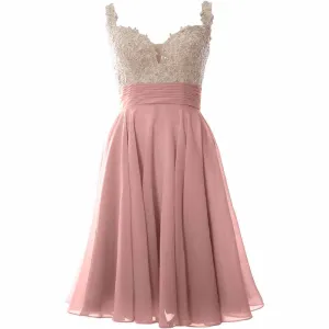 Women Straps Wedding Party Formal Gown Short Lace Prom Homecoming Dress