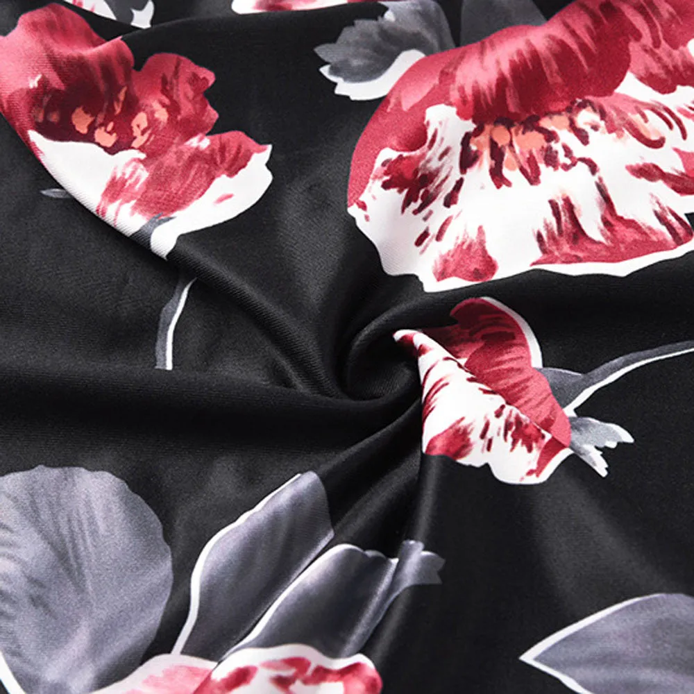 Women Vintage Floral Print Cocktail Party Bodycon Pencil Dress