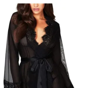 Women Lace Kimono Robe Sexy Babydoll Lingerie Mesh