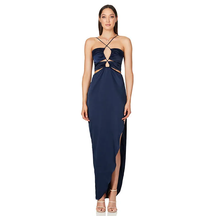 Women's Maxi Dress with Cutouts and Thigh Slit
