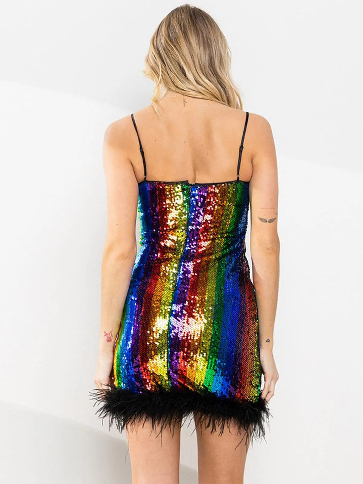 WOMEN'S SLEEVELESS BODYCON MULTI COLOR SEQUINS MINI DRESS