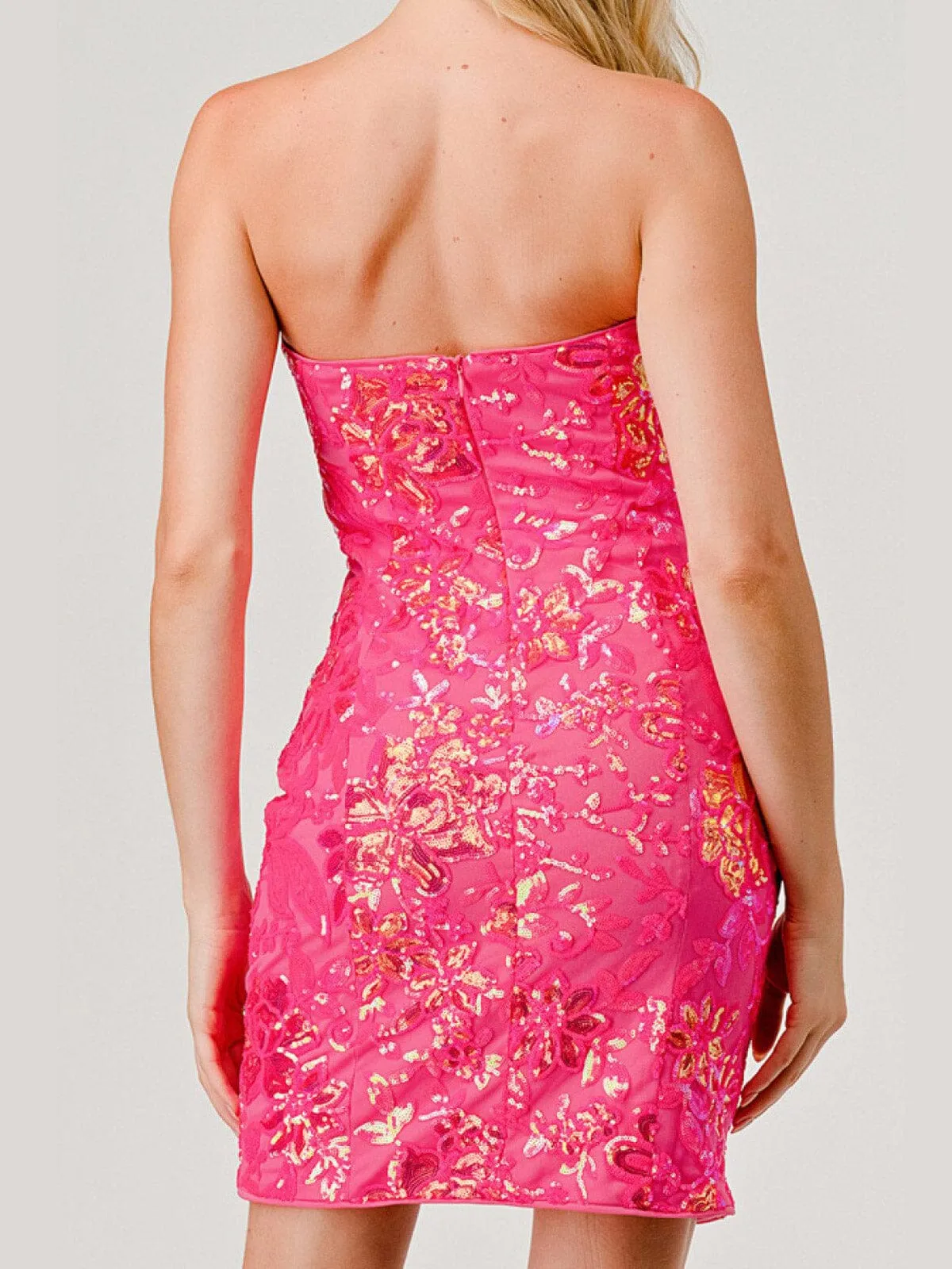 WOMEN'S SLEEVELESS BODYCON SEQUINS FLORAL MINI DRESS