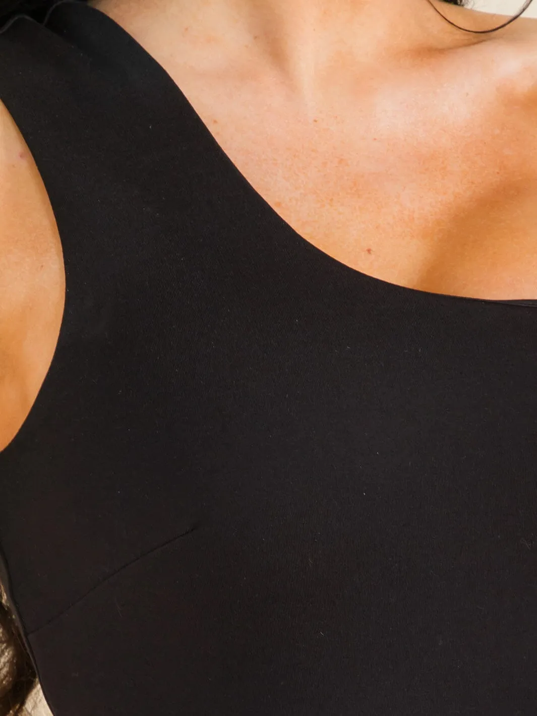 WOMEN'S SLEEVELESS ONE SHOULDER BODYCON MIDI DRESS