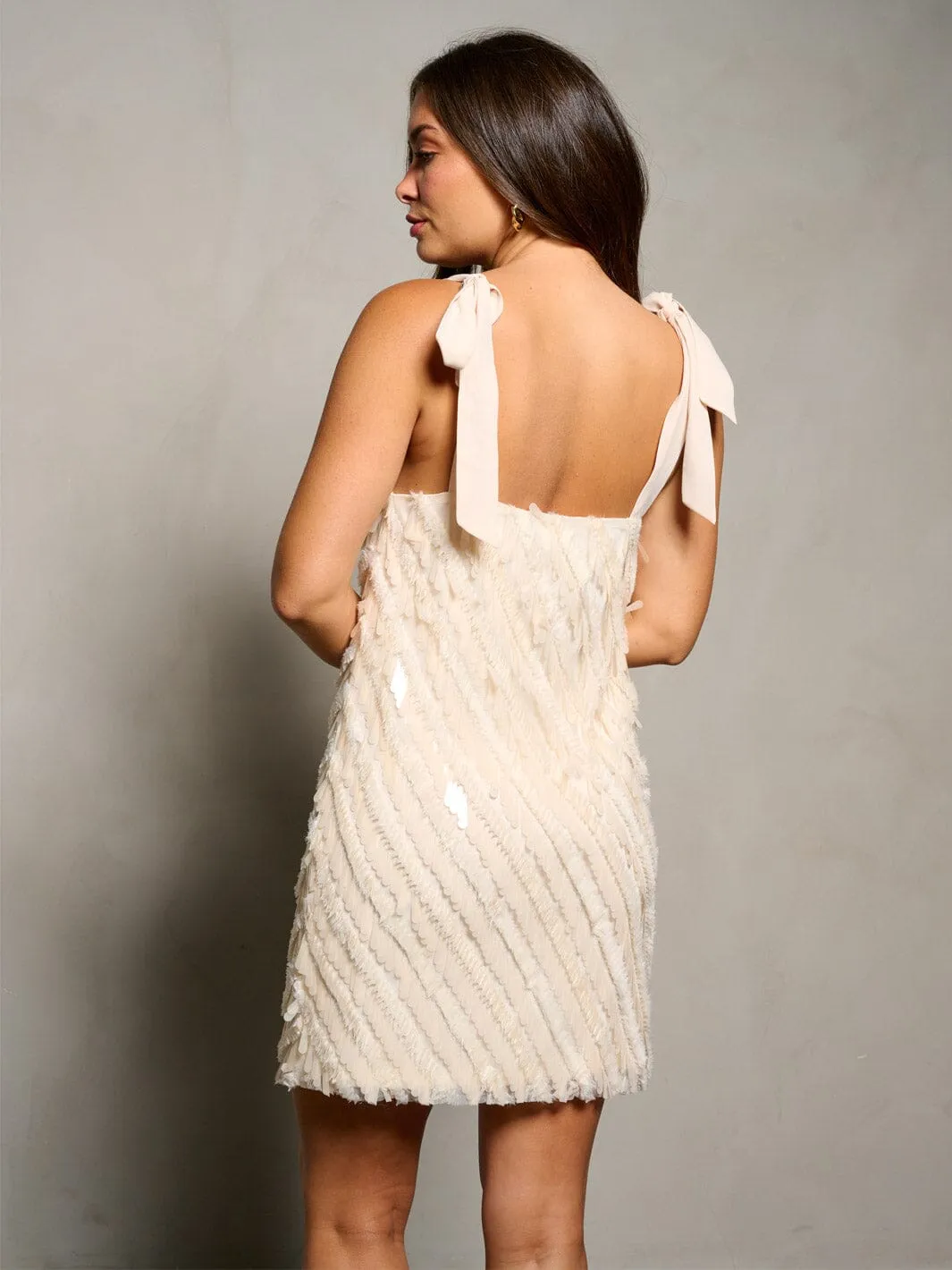 WOMEN'S SLEEVELESS V-NECK TASSEL MINI DRESS