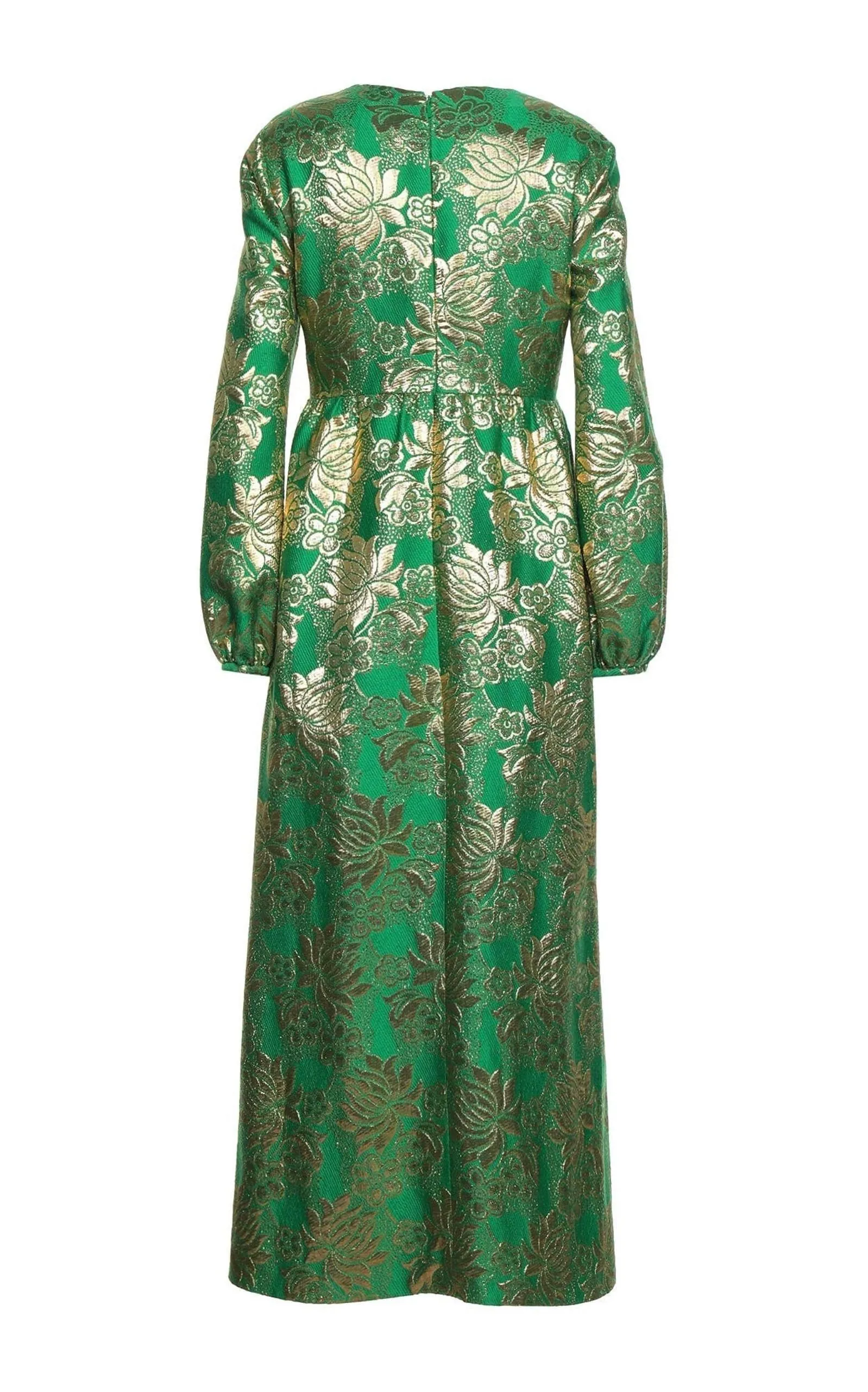 Wool Lamé Floral Jacquard Dress