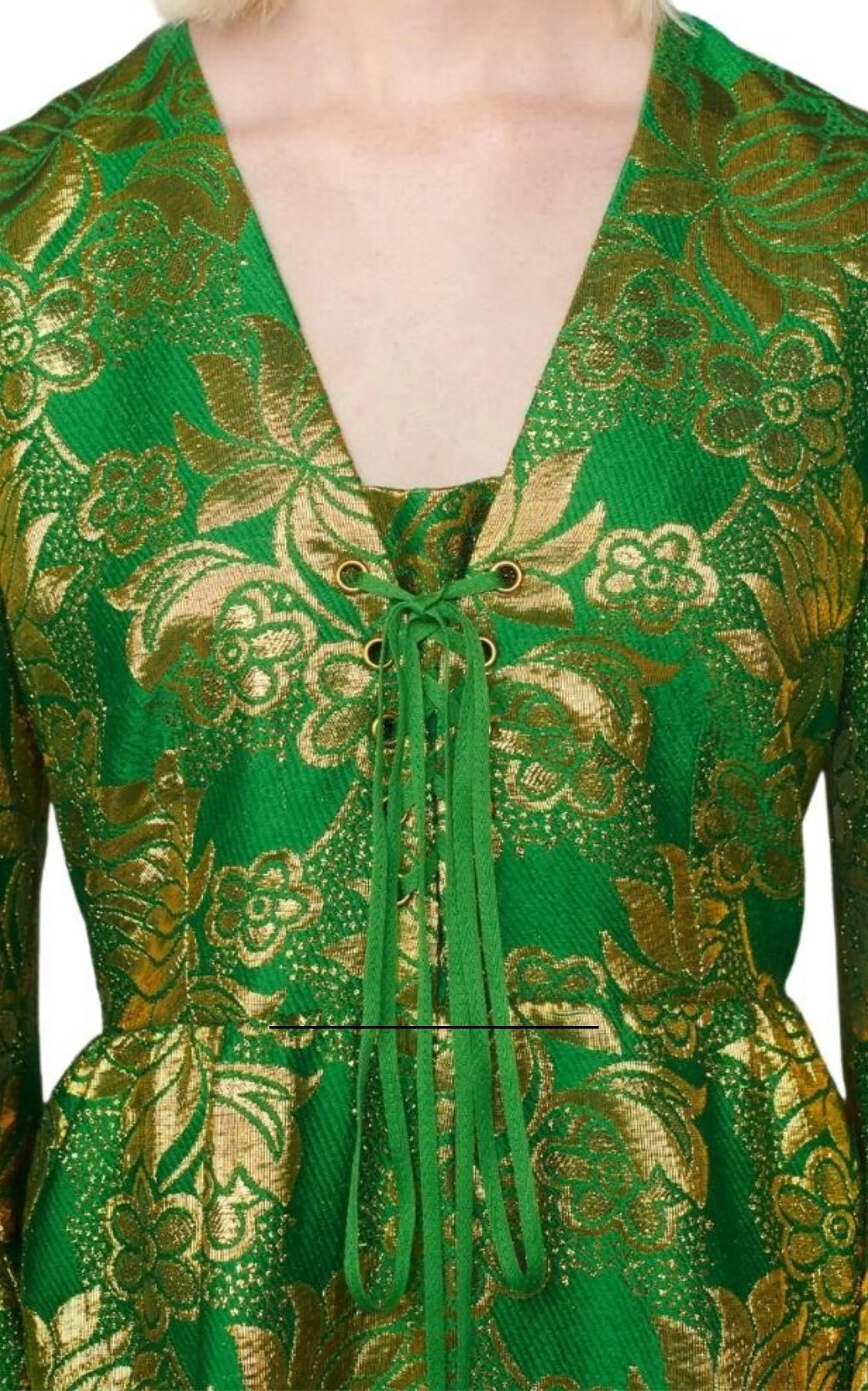 Wool Lamé Floral Jacquard Dress