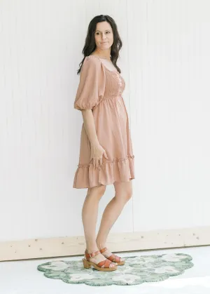 X Dusty Ruched Button Dress