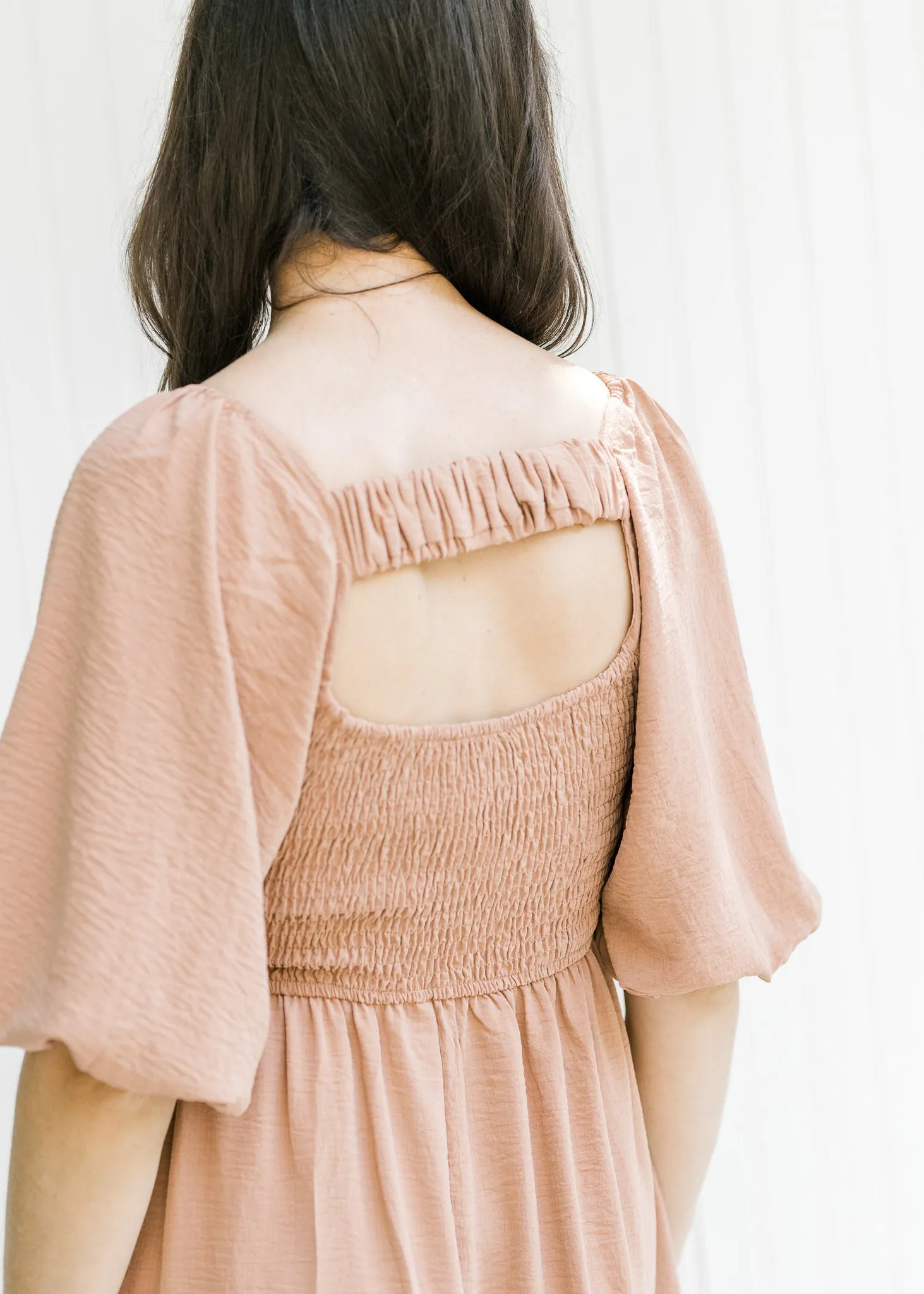 X Dusty Ruched Button Dress
