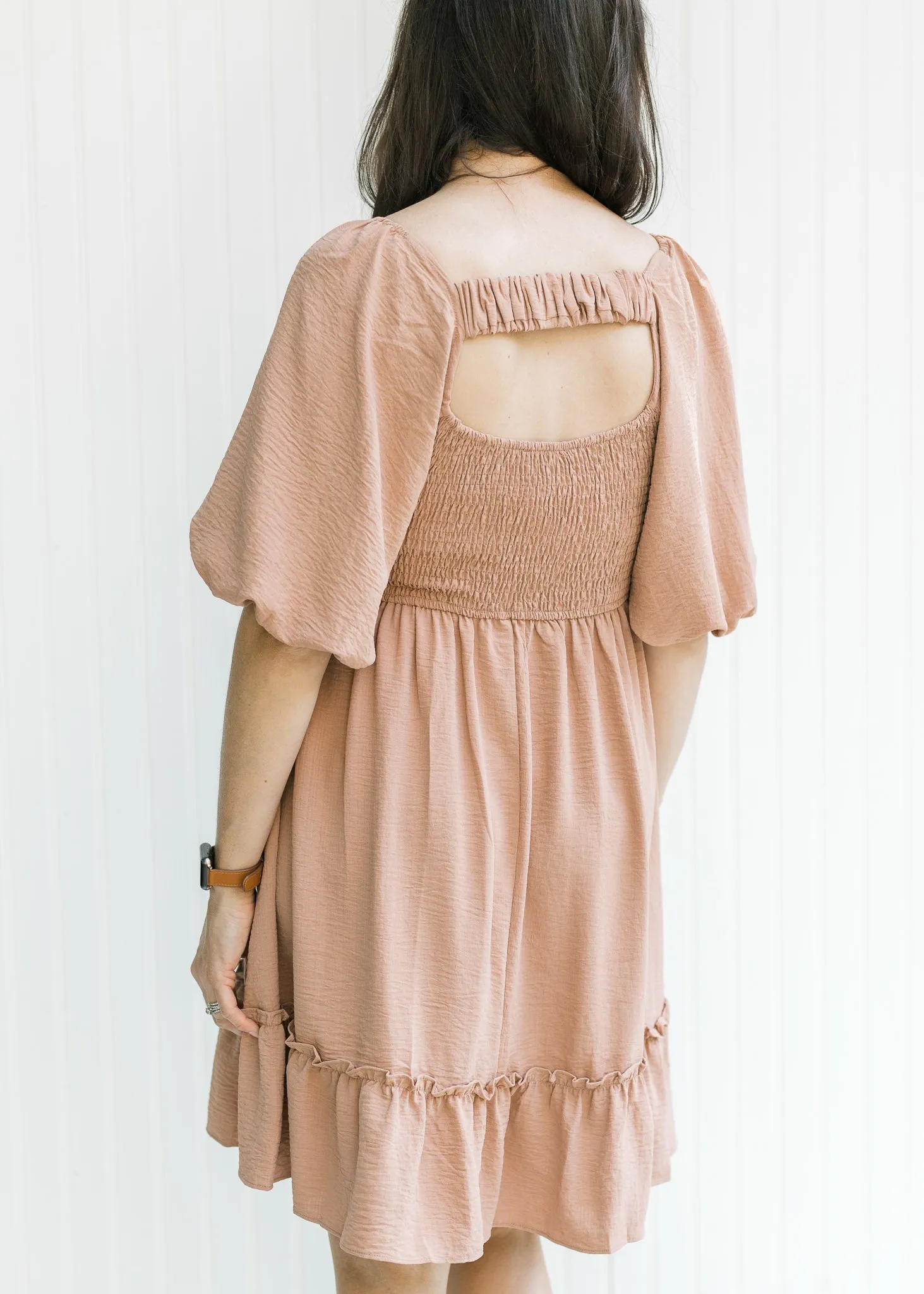 X Dusty Ruched Button Dress