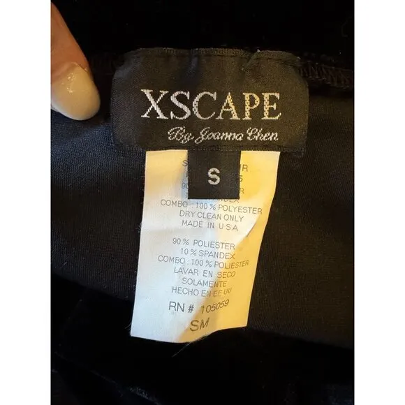 Xscape Skirt Women Small Black Velvet Chiffon Panel Maxi Skirt Cocktail Party