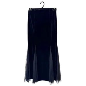Xscape Skirt Women Small Black Velvet Chiffon Panel Maxi Skirt Cocktail Party