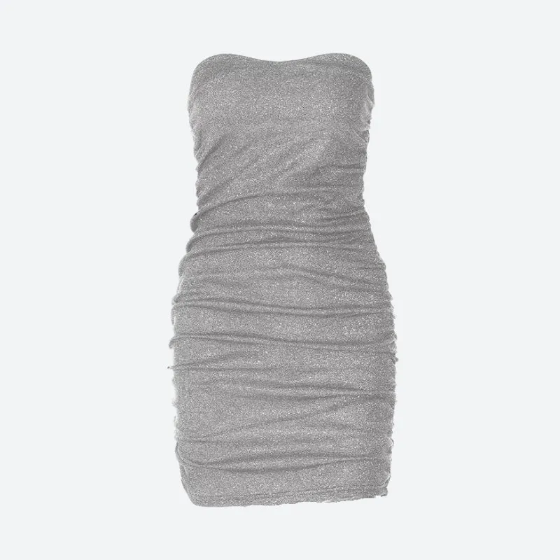 Y2K Glitter Strapless Mini Dress