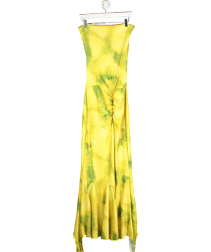 Yellow Halter Cowl Neck Printed Maxi Dress UK M